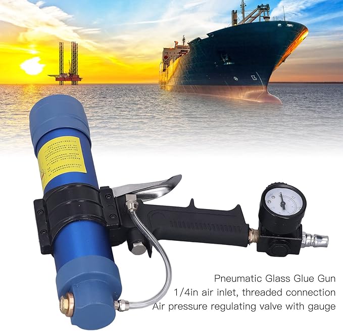 310ML 1/4in Caulk Gun, Cartridge Hand Air Caulking Gun Glass Glue Sealant Gun Cartridge Air Gun Pneumatic Caulking Gun Cartridge Extended Nozzle