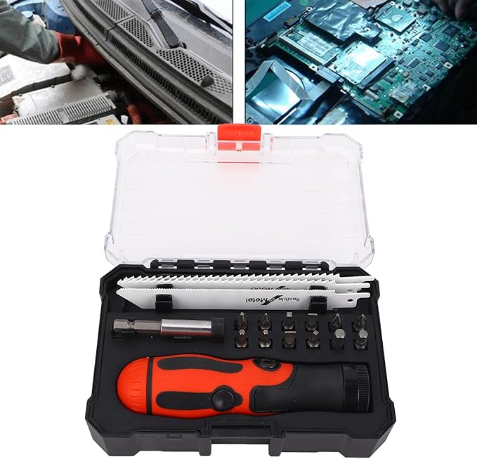 Compact Multifunctional Hand Saw Kit, Innovative Blade Replacement Mechanism Hardened Tips and Non Slip Handle for Woodworking, Drywall, Metal Cutting