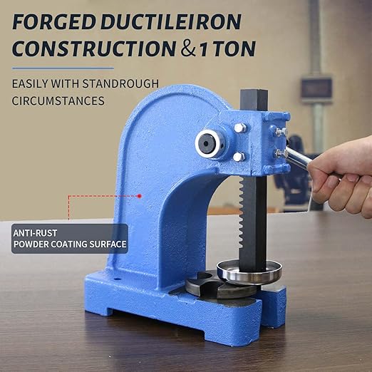 1 Ton Manual Arbor Press,5.5" Maximum Height Heavy Duty Cast Iron Desktop Punch Press Machine, for Riveting Punching Holes