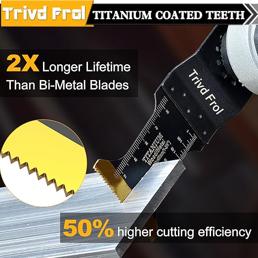 25 PCS Titanium Oscillating Tool Blade Metal Cutting, Universal Multi Tool Blades for Metal Nails Wood Plastic and Hard Material, Oscillating Saw Blades Fit Dewalt Milwaukee Ryobi