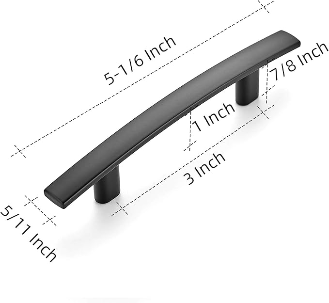Ravinte 1 Pack | 5-3/16'' Curved Cabinet Pulls Matte Black Kitchen Drawer Pulls Arch Cabinet Handles 5-3/16?쒵ength, 3??Hole Center
