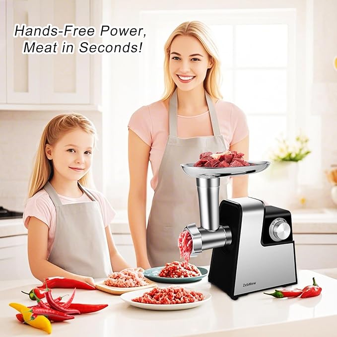 Electric Meat Grinder, 350W(2800W Max) Power Food Grinder with Sausage Stuffer Tubes, Dumpling Maker, and Kubbe Kit, Small Meat Grinder for Home Use 竊똣or Ground Beef, Deer, Chicken, and More