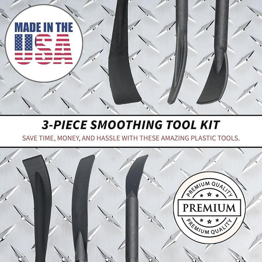 Bojo Tools - 3-Piece Plastic Smoothing Tool Kit in Pouch - Heavy Duty