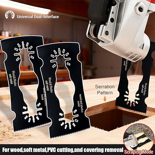 Oscillating Multi-Tool Blade & Scraper for Wood, Plastic, PVC, Soft Metal, Drywall & Paint, Glue, Tile Adhesive, Caulk Removal. Universal Fit Multi-Tool Blades(3PCS)