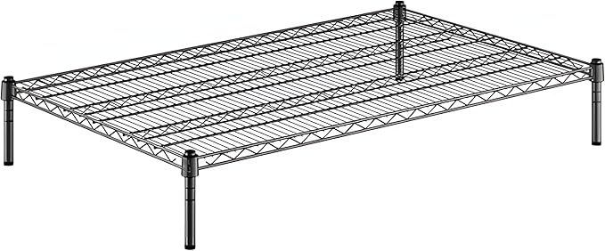 30" x 48" x 8" Black Epoxy Wire Storage Shelf, Dunnage Rack, Commercial 1 Tier Small Shelf
