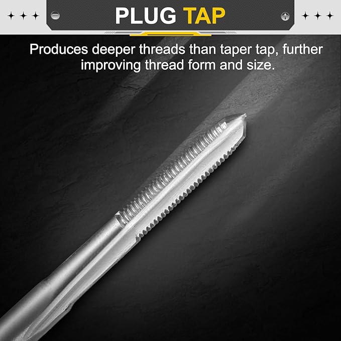 uxcell Hand Plug Tap M2.5 x .35 H2 Metric Thread Plug Style Taps Straight Flute Screw Tapping Threading Tool High Speed Steel HSS6542