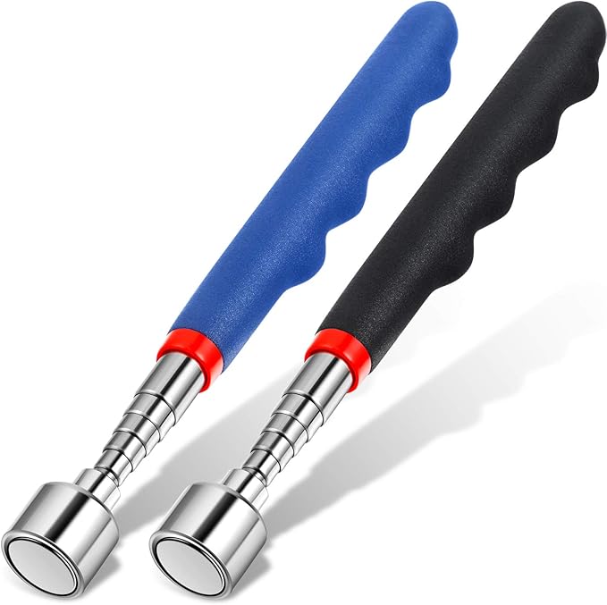 Telescoping Magnetic Pickup Tool 20 Lbs Magnet Extension Tool Telescoping 30 Inch Extendable Stick Gadget for Men Suitable for Birthday Father's Day Christmas(Blue and Black,2 Pieces)