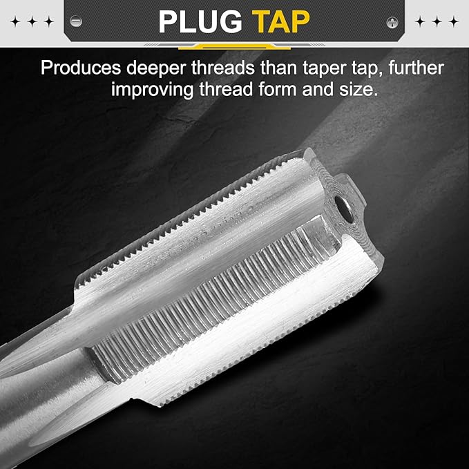 uxcell Hand Plug Tap M11 x 0.5 H2 Metric Thread Plug Style Taps Straight Flute Screw Tapping Threading Tool High Speed Steel HSS6542