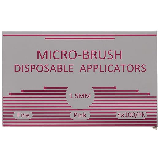 HSB 101319, Micro-Brush Applicators, Disposable Dental Micro Brushes, Bendable Neck for Precision Application, Ideal for Dental & Cosmetic Applications, Fine, Pink, 400/Pk, Case of 40 Boxes