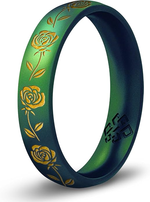 Knot Theory Birth Flower Silicone Ring for Women - 4mm Comfort Fit Wedding Band Engagement Ring