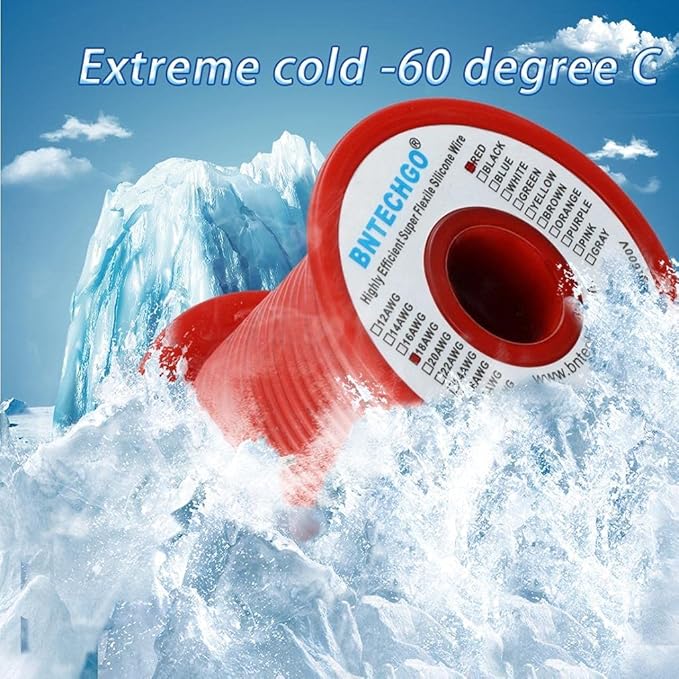 BNTECHGO 18 Gauge Silicone Wire Spool 100 ft Red Flexible 18 AWG Stranded Tinned Copper Wire
