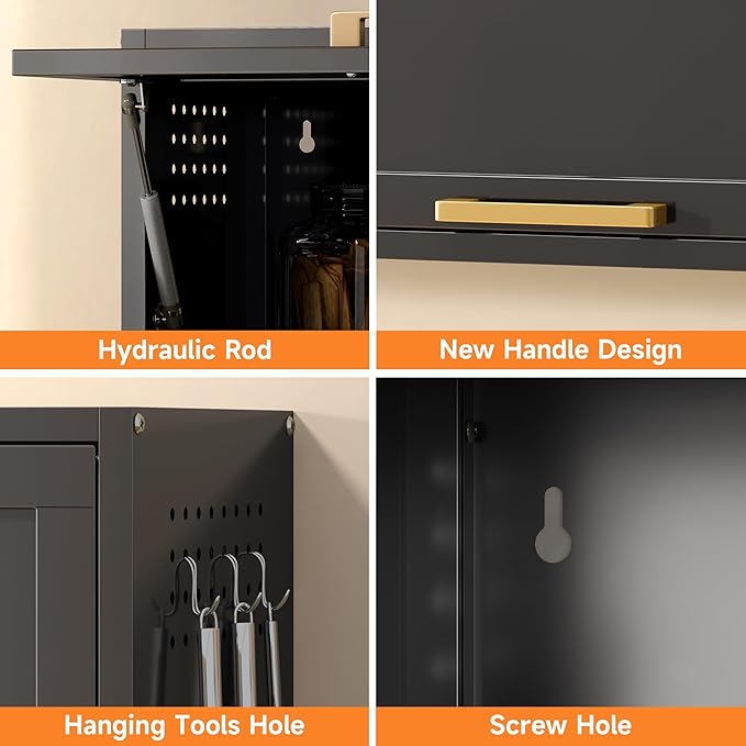 Coolsun Metal Wall Cabinet, Garage Wall Cabinet with Up-Flip Door, 25.6" H Wall Mounted Metal Storage Cabinet for Kitchen,Garage,Basement,Ware House Assembly Required (25.6" H Black)