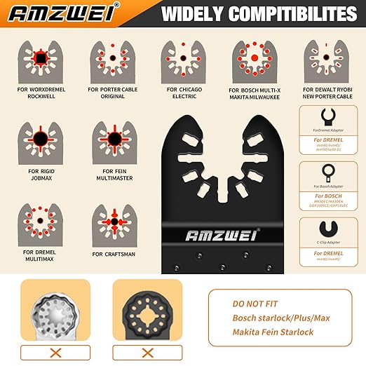 22PCS Oscillating Tool Blades Metal Wood, 5 Types Quick Release Oscillating Saw Blades for DIY Projects, Oscillating Tool Blades Compatible with Dewalt Milwaukee Ryobi Rockwell Fein