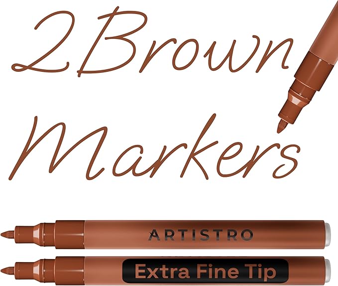 ARTISTRO 2 Brown Acrylic Paint Markers - 0.7mm Extra Fine-Tip Paint Pens - Perfect for Crafting, Art Projects, & More