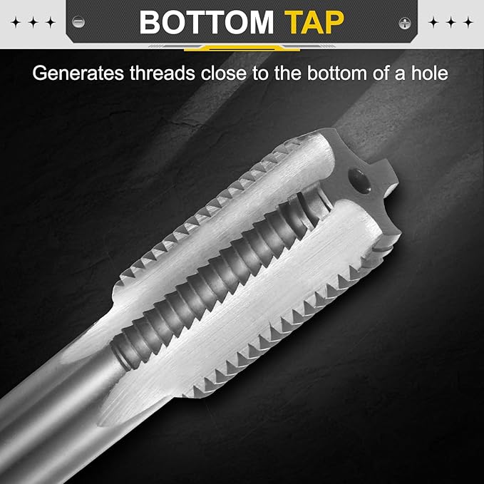 uxcell Hand Bottom Tap 3/4"-12 BSF 2B Thread Bottoming Style Threading Taps High Speed Steel HSS6542 Straight Flutes Screw Tapping Tool