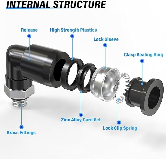 TAILONZ PNEUMATIC Male Elbow 1/4 Inch Tube OD x UNF 10-32 Thread 90 Push to Connect Fittings PL-1/4-U10 (Pack of 10)