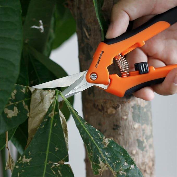 3 Packs Garden Pruning Shears with Straight Blades Trimming Scissors, Gardening Hand Pruning Snips Titanium Coated Precision Bonsai Pruning Shears, Convenient Flower Cutters (Orange)