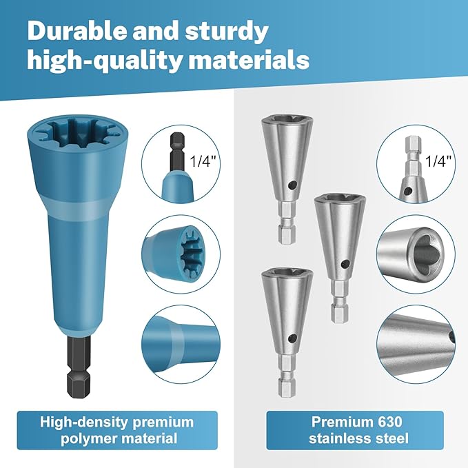 Ywmoml Wire Nut Twister & Wire Twister Tool for Drill, 1/4" Chuck Spin Twist Connector Socket, Compatible with 8-14 AWG, Quick Cable Stripping and Twisting Driver (4pcs)