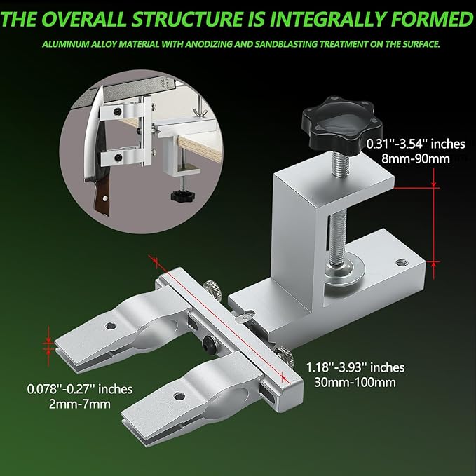 Professional Angle Knife Sharpener with 360째Rotating Dual Clamps,Quick G-Clamp Desktop Fixation,2 set Angle Adjustment Systems,Aluminum Body, Includes 4 Diamond Stones??for Kitchen & Outdoor Blades