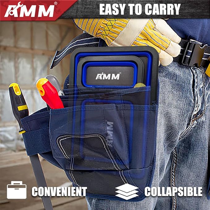 AMM Foldable Magnetic Parts Tray Set, 3 Different Size Magnetic Tool Trays for Bolts Screws Nuts & Small Metal Parts, Mechanic Tool Present for Men竊똁lue