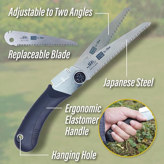 SUIZAN Japanese Folding Saw 4.7" Versatile for Wood - Pocket Handsaw Pruningsaw Garden Woodworking DIY Tools