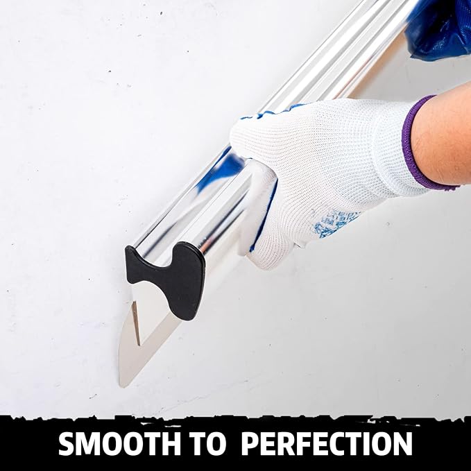 BHTOP Drywall Tools Skimming Blade with Extension Handle - 7", 10" 14??16??& 24" Blades Extruded Aluminum 301 Stainless Steel Construction Tools End Caps, Wall-Board with 0.5mm&0.35mm Thickness
