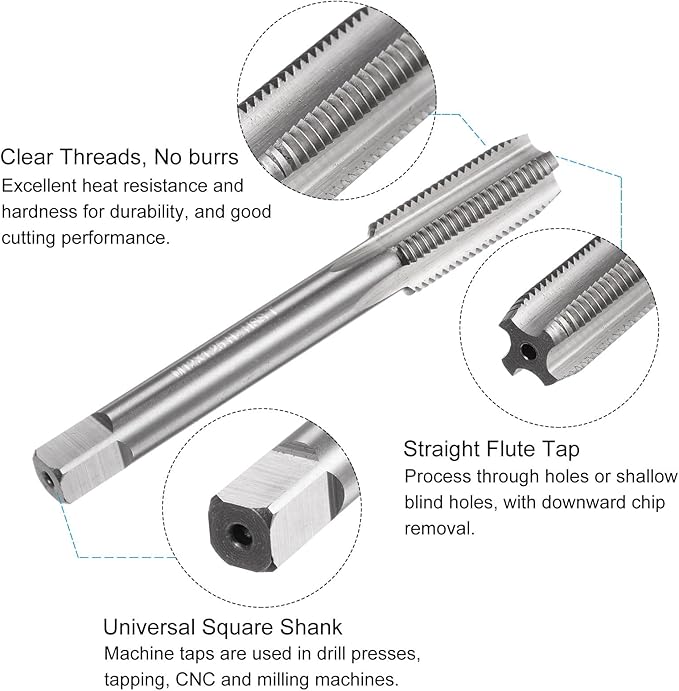 uxcell Metric Tap and Drill Bit Set, M12 x 1.25 Thread Tap & 10.8mm Black Oxide Twist Drill Bit, Straight Flute Tap Tapping Threading Repair Tool Kit