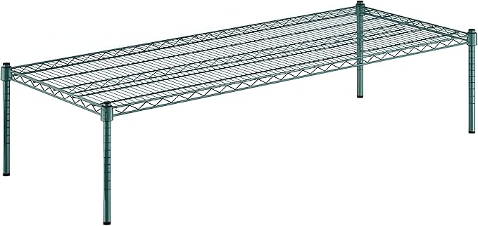 24" x 60" x 14" Green Epoxy Wire Storage Shelf, Dunnage Rack, Commercial 1 Tier Small Shelf