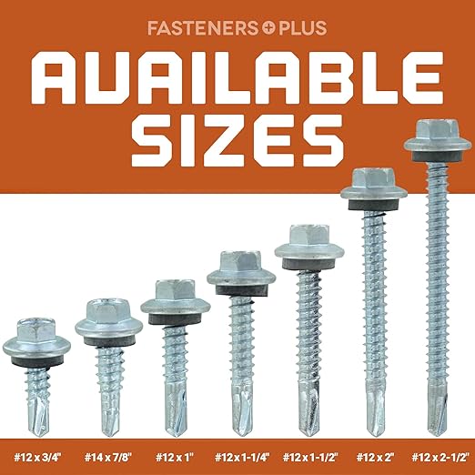 Fasteners Plus ST Fastening Maxx SteelBinder Metal to Metal #12 X 1 Ash Gray Screws with EPDM Rubber Washer, 250-Count - Designed for Roofing and Siding Panels