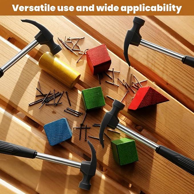 20 Pcs Mini Claw Hammer Bulk 6.5 Inch Solid Tubular Small Safety Hammer with Non-Slip Rubber Handle Lightweight for Woodworking Hanging Pictures DIY Crafts Jewelry Making Tools