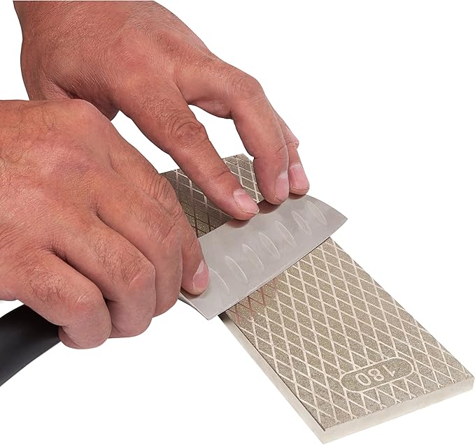 Trend 8-Inch Diamond Sharpening & Flattening Stone, Double Sided (180/600 Grit) Bench Stone with Pouch, Cleaning Block & Non-Slip Mat, DWS/CP8/FX