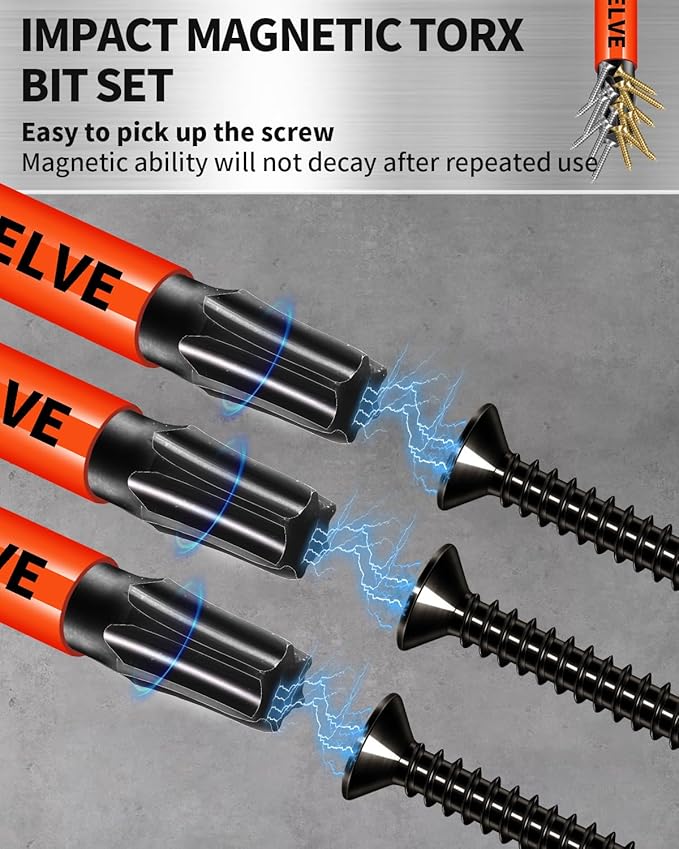 Impact Torx Bit Set T15 T20 T25 T30 T40, 10-Pack 2 Inch S2 Steel Magnetic Power Bits for Impact Driver, 1/4 Inch Hex Shank Heavy Duty Magnetic Grip (Anti-Slip)