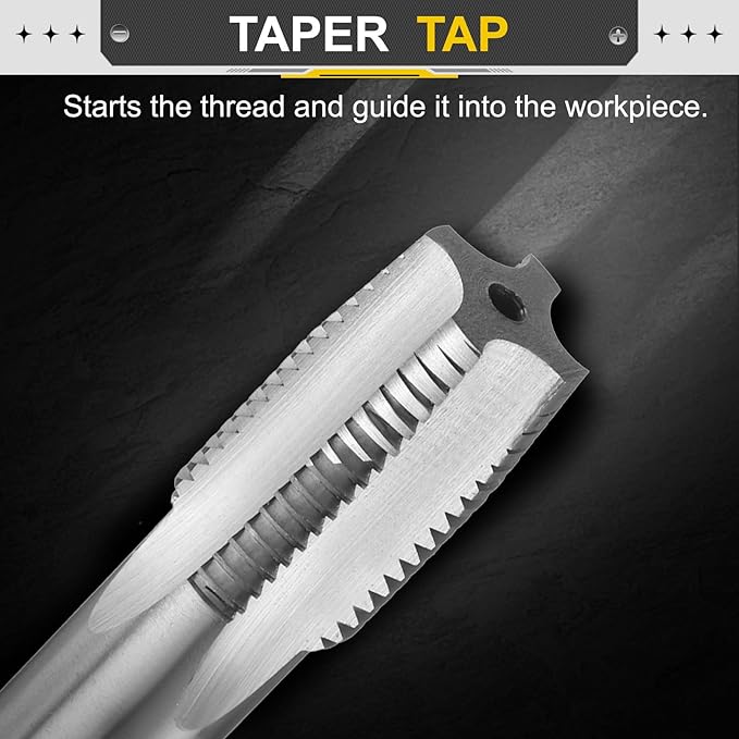 uxcell Hand Taper Tap 11/16"-14 BSF Thread Taper Style Taps Straight Flute Screw Tapping Threading Tool High Speed Steel HSS6542