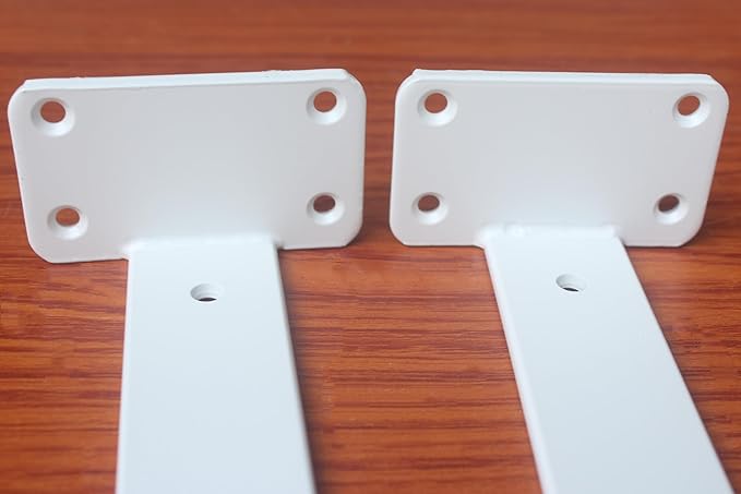 6 Pack - 16 inch White Hidden L Shelf Bracket (1/5 Inch Thicked) Iron Floating Shelf Brackets Rustic Industrial Metal Brackets for Shelf Support