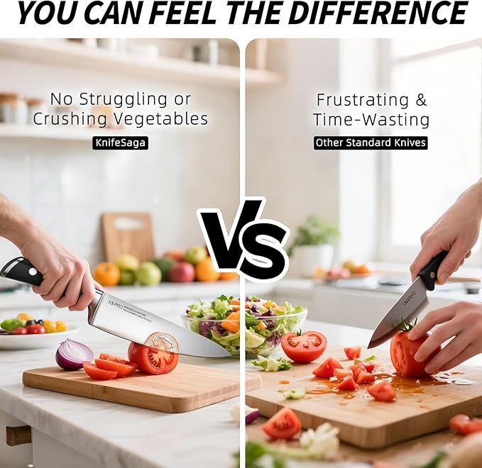 KnifeSaga Knife Set with Block, Japanese 15 PCS Ultra Sharp Ktichen Knives Set, High Carbon Stainless Steel Knife Block Set with Sharpener, Professional Knives with Ergonomic Handle for Home Chefs