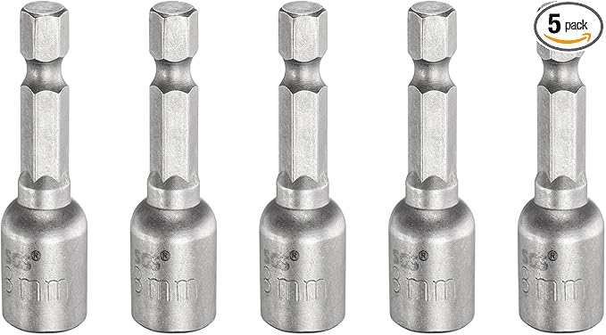 HARFINGTON 5pcs Nut Driver Drill Bit 8mm Metric Socket 1/4" Hex Shank 1.89" (48mm) Long Magnetic 6-Point Sockets Quick Change CR-V Steel Bolt Setters for Power Drill Drivers