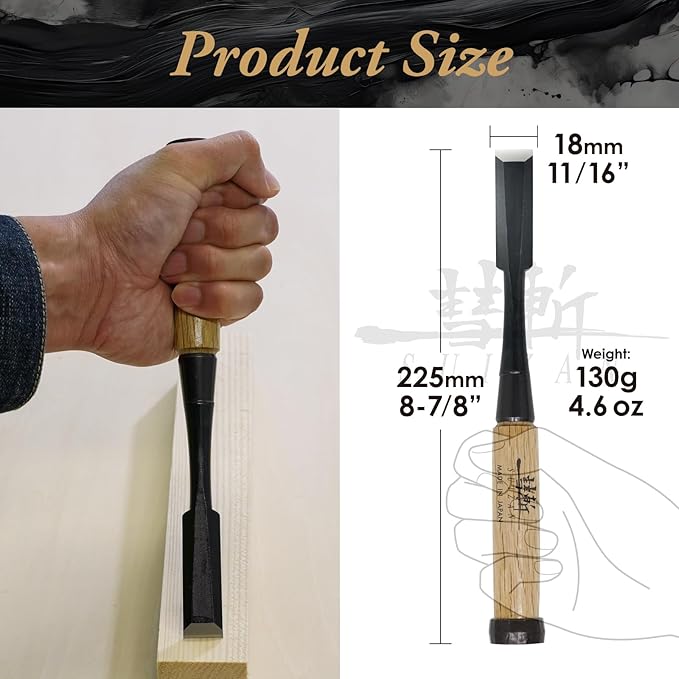 SUIZAN Japanese Wood Chisel 11/16" (18mm) - Professional Oire Nomi Woodworking tools