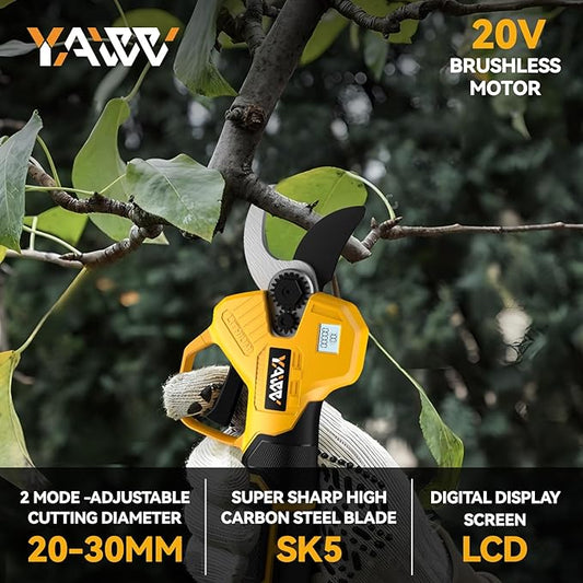 Brushless Electric Pruning Shears for DeWalt 20V Battery, Portable Cordless Pruning Shears with LCD Display竊냆K5 Blades, Adjustable Cutting Diameter 0.8-1.2 Inch for Gardening Tree Pruning(NO Battery)