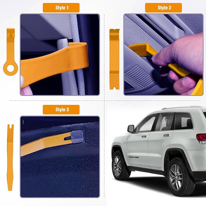 GOOACC 5PCS Auto Trim Removal Tool Kit No-Scratch Tool Kit for Car Audio Dash Window Molding Fastener Remover Tool Kit-Yellow