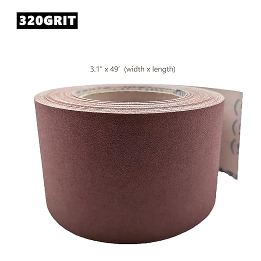 3 Inch x 49 Feet Emery Cloth Roll Aluminum Oxide Abrasive Paper Roll Continuous Sandpaper for Metalworking, Woodworker, Furniture Repair, Sanding (320 Grit)