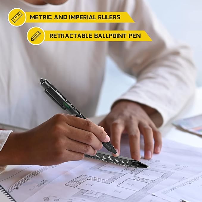 Father's Day Gifts from Daughter Son Wife, 9 in 1 Multitool Pen, Gifts for Men Who Have Everything, Unique Gifts for Dad from Daughter Son, Dad Gifts for Him, Husband, Grandpa, Boyfriend - All Black