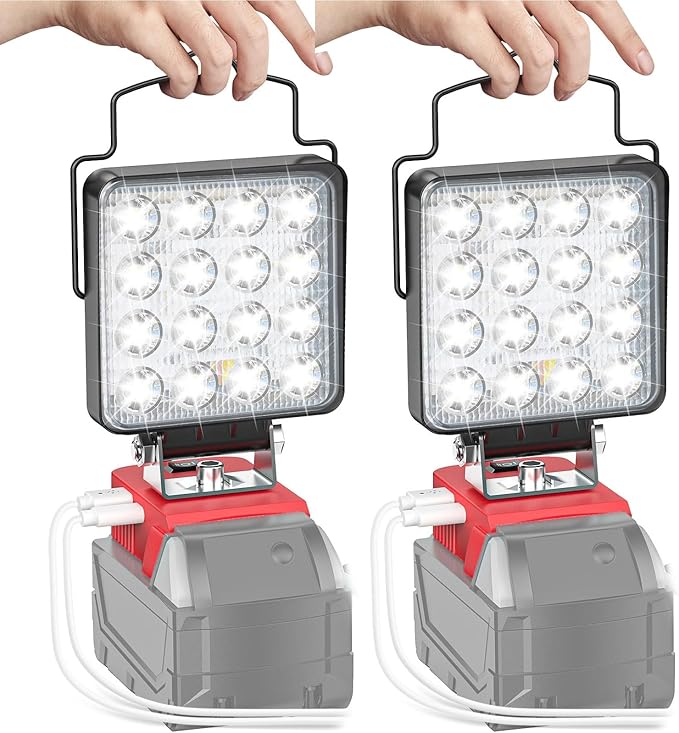 Ecarke 2PCS LED Work Light Compatible with Milwaukee18V Battery, Upgrade 112W Cordless Work Lights 11200LM of Flashlight Battery Light with Low Voltage Protection & Type-C & USB-A Charger Port