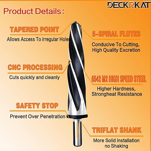 1-1/8" Reamer Drill Bit for Metal, M2 HSS Taper Reamer for Steel, Alloy, Wood, Plastic to Align, Enlarge Holes ??5-Spiral Flutes,1/2"Non-Slip Shank, 28mm Car Reamer, Bridge Construction Reamer.