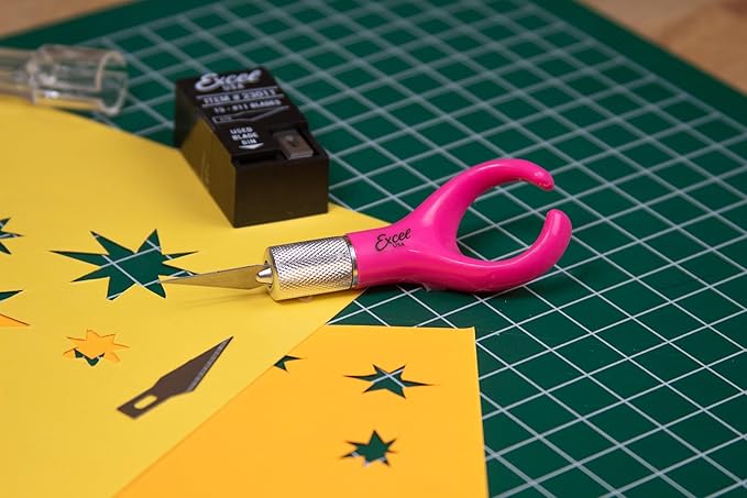 Excel Blades K71 Fingertip Craft Knife ??7-Inch Ergonomic Hobby Knife with Finger Loop ??Precision Cutting Tool for Paper, Vinyl, Foam, and Stencils ??Includes #11 Blade and Safety Cap ??Pink