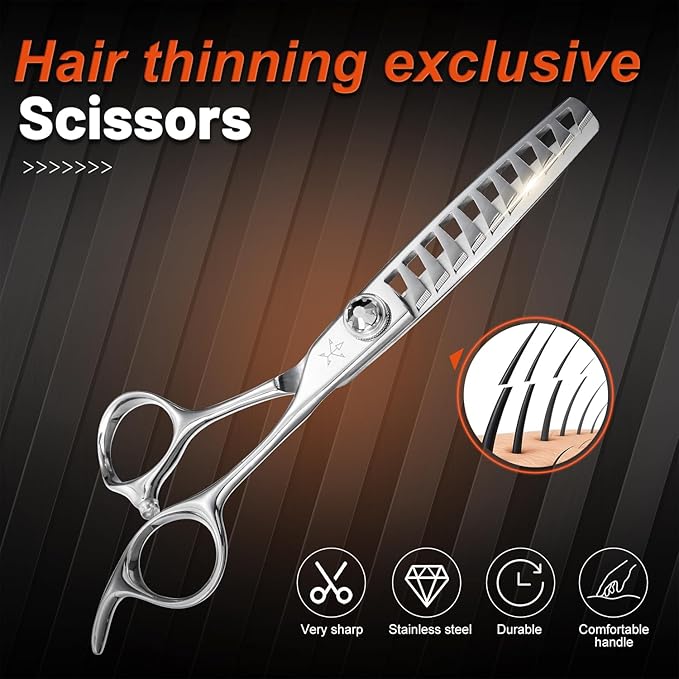 High-end Professional Hair Cut Thinning Scissors Hair Cutting Teeth Shears Barber Hairdressing Texturizing Scissor Extremely Very Sharp 6 Inch Stainless Steel Alloy For Men Women Salon& Home