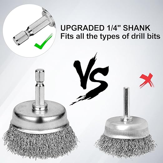 6PCS Professional Wire Wheel Brush Set, Carbon Steel Cup Wire Brush for Drill with 1/4 Inch Hex Shank, Wire Brushes Drill Attachments for Cleaning Rust Removal, Corrosion & Scrub Surfaces, Drill Brush