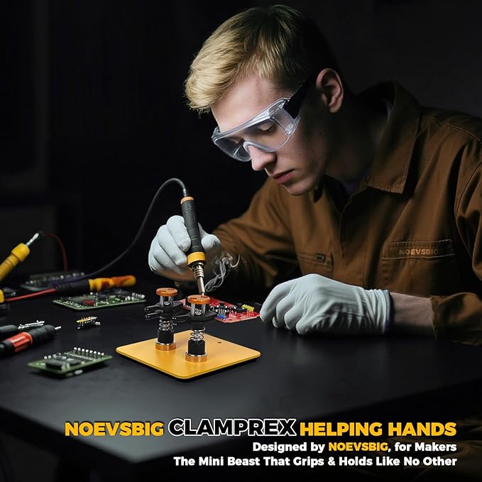 Magnetic Helping Hands Clamp Metal, Adjustable Third Hand Soldering Holder Stand For Small Electronics, Hobby DIY, Craft, PCB Repair, Precise Work, Exclusive Dual-Head Ultra-Grip