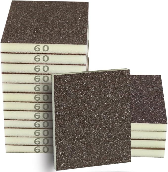 16PCS 60 Grits Sanding Sponge Coarse Sanding Block, Washable and Reusable Wet Dry Sandpaper Sponge竊?Sander Sponges for Wood Drywall Metal Wood