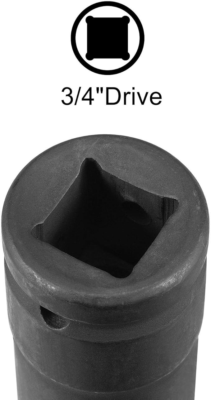 uxcell 3/4-Inch Drive 22mm 12-Point Deep Impact Socket, CR-MO Steel 78mm Length, Metric Sizes