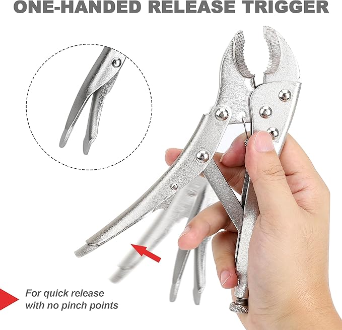 FASTPRO 4-Piece Locking Pliers Set, Vice Grips Pliers Included 5", 7", 10" Curved Jaw and 6-1/2" Straight Jaw
